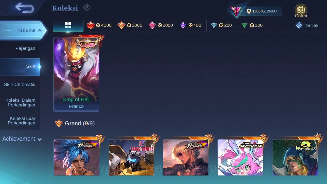 Mobile Legends: Bang Bang Accounts Hero 132 Skin 364 | Legend Franco | KOF Gusion, Dy image 2