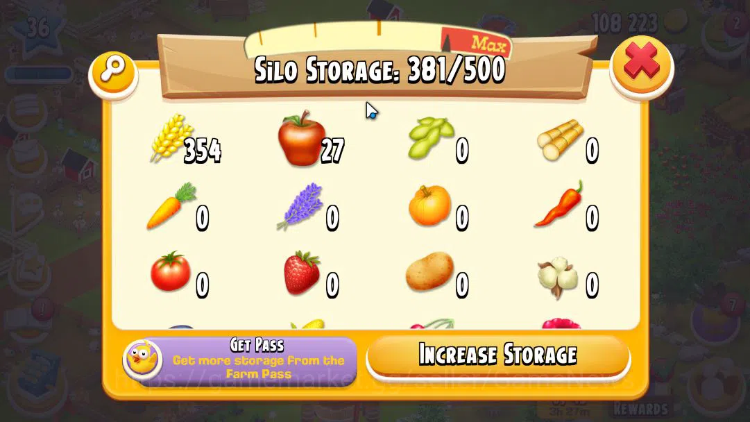 Hay Day Accounts Level 36 | Barn Storage 1000 + Silo Storage 500| 108k Coins, 11 Dm |CN ON|Log Supercell ID|Take Email|Check 1