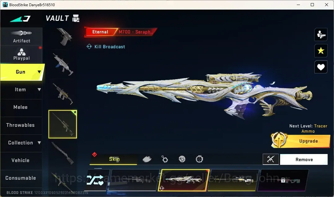 Blood Strike Accounts Others ASIA | 1 Eternal Gun: M700-Seraph Lv2 | 4 Legendary Gun | 1 Epic Name Changing Card | Check SS 1