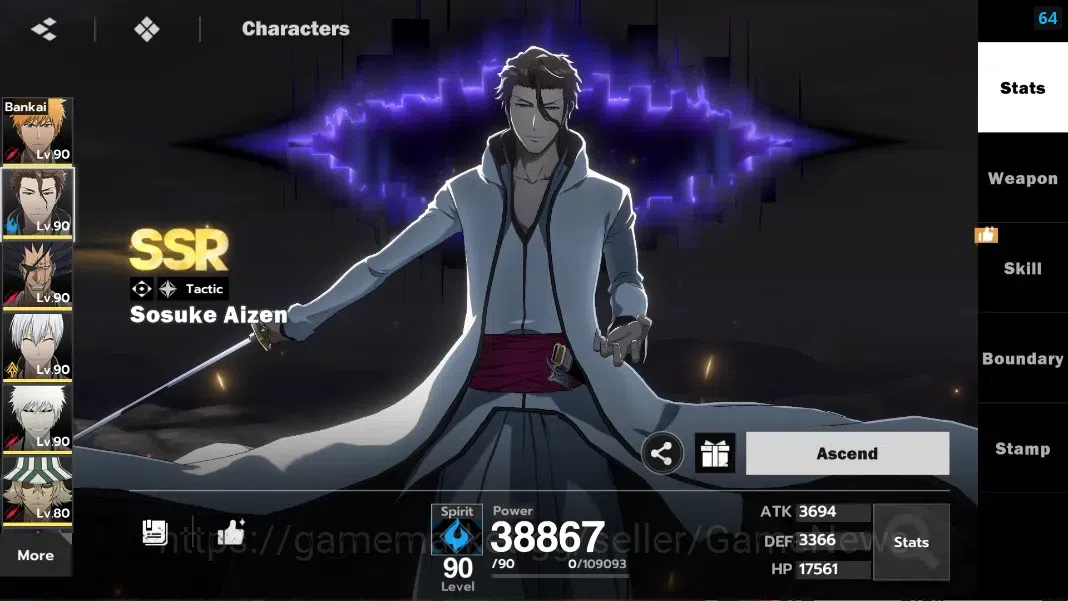 BLEACH: Soul Resonance Accounts NuverseSEA|LV 69|9 SSR [IchigoIH B1,IchigoB B1,Aiz image 7