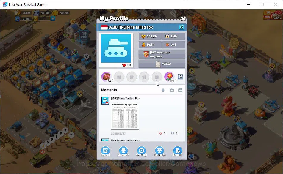 Last War: Survival Accounts S1219|Power 101M|HQ30|Gorila-VIP12|Drone Lv130|SQ1 image 1