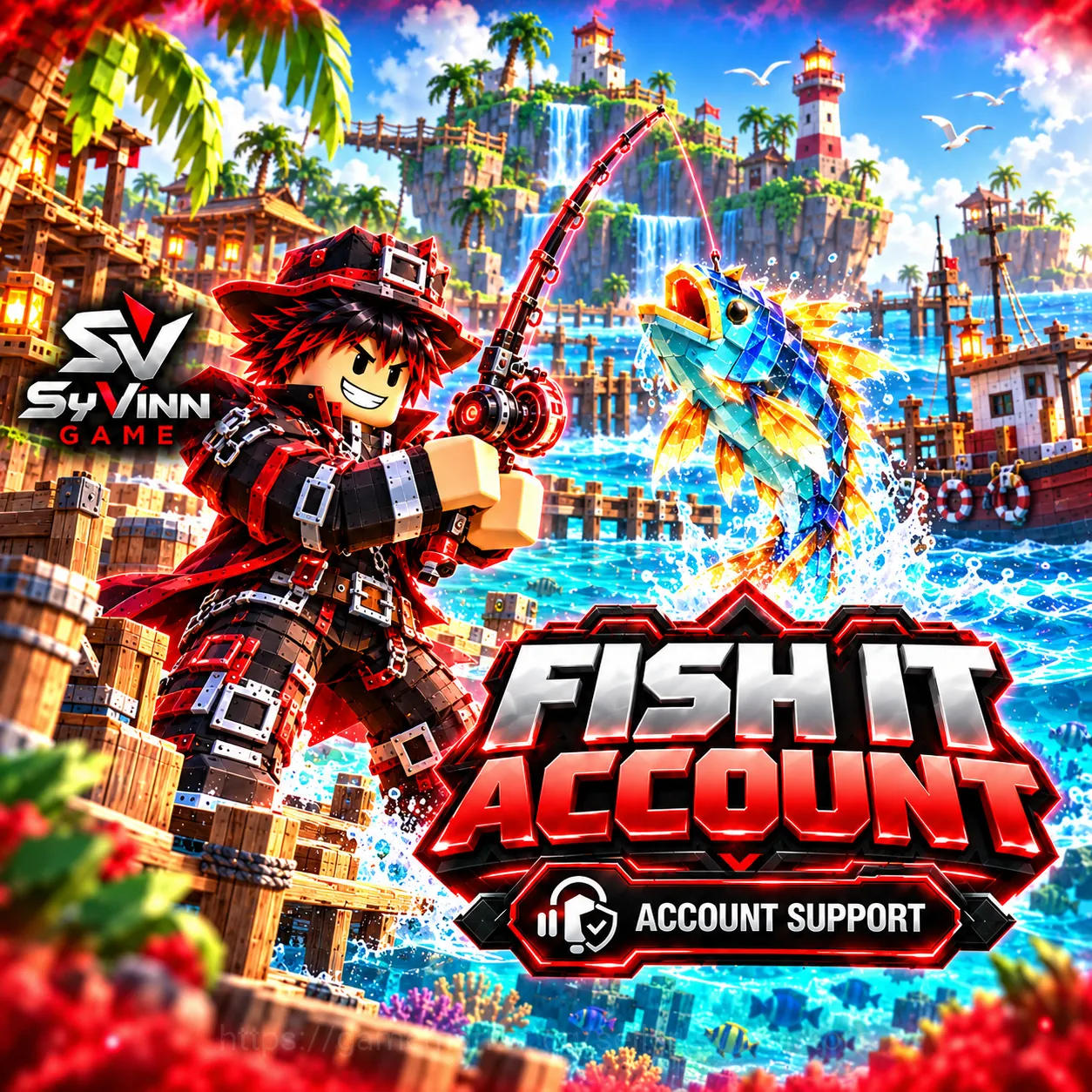 Roblox Accounts Fish It Account | Ghostfinn Rod + Astral Rod | Level 100-1440 | Bonus Rods, Baits, Coins & Secret Fish 1