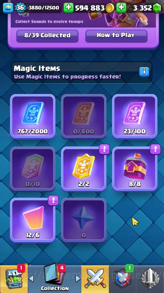 Clash Royale Accounts Midgame Lvl 36|Trophy 7752|KTL 12|Limit Skin|Card 119|1 Hero 8 EVO 6 Champ 21 Legendary 33 Epic,30 6