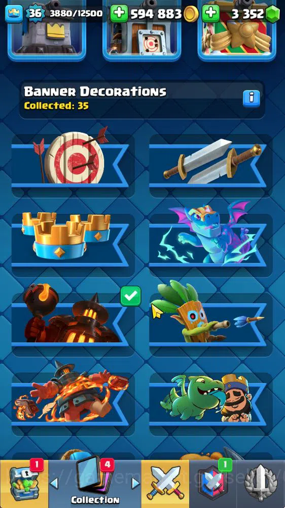 Clash Royale Accounts Midgame Lvl 36|Trophy 7752|KTL 12|Limit Skin|Card 119|1 Hero 8 EVO 6 Champ 21 Legendary 33 Epic,30 9
