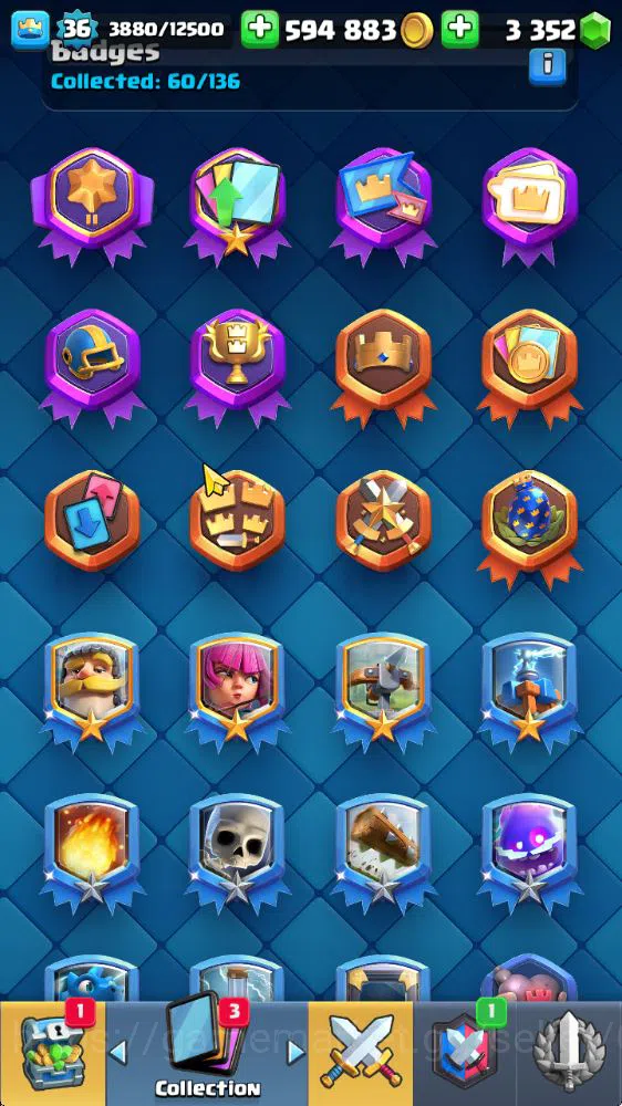 Clash Royale Accounts Midgame Lvl 36|Trophy 7752|KTL 12|Limit Skin|Card 119|1 Hero 8 EVO 6 Champ 21 Legendary 33 Epic,30 10