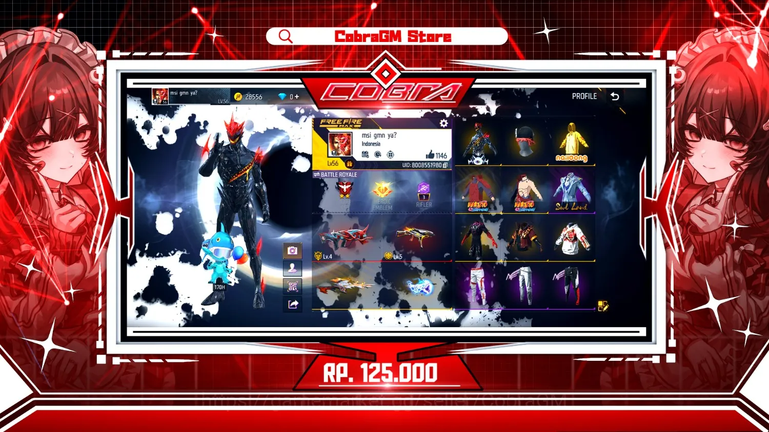 Free Fire Accounts Akun Free Fire Vault 204 | Evo 2 | FJoker | Madara | Pain | Void | Nailong | Angel | Dark Series | Soul 1