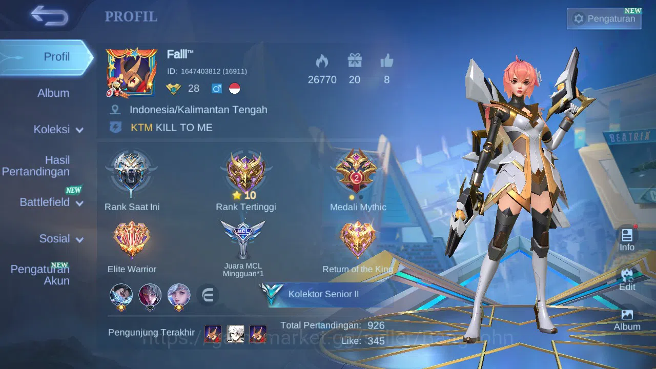 Mobile Legends: Bang Bang Accounts GLOBAL Hero 57 Skin 81 Lightborn Harith | CC Nata  image 13