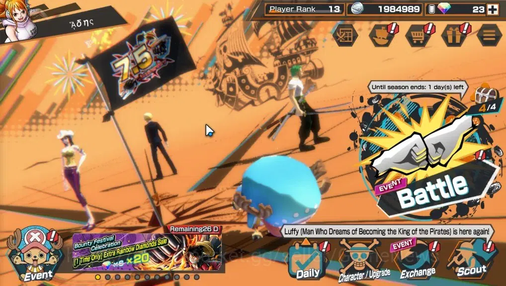One Piece Bounty Rush Accounts High-End Global|6 EX|G5 Luffy,Kuzan,Kaido,St Ethanbaron V Nusjuro,Borsalino,Gol D Roger|Rank 1