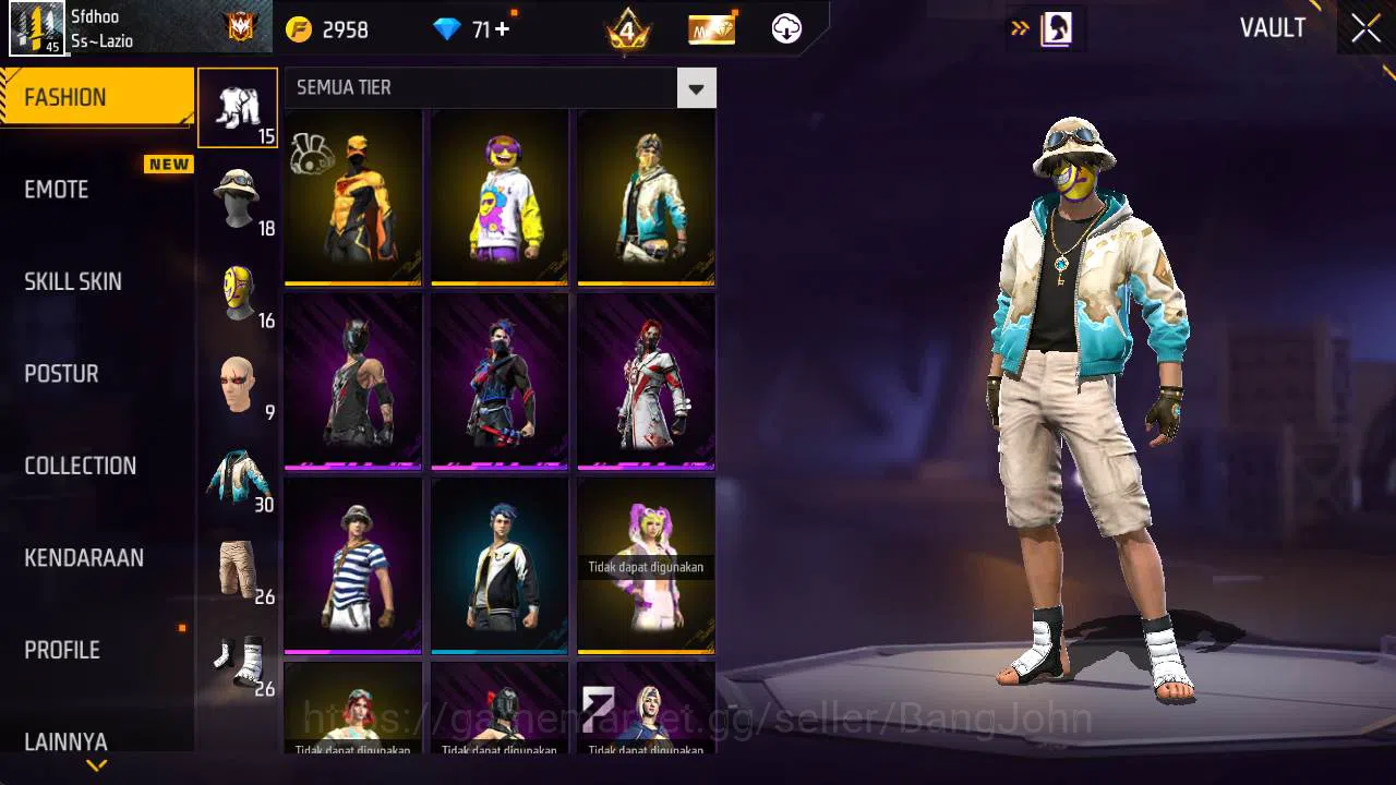 Free Fire Accounts Indonesia, Vault 30| Evo MP 5 Lvl 6, SG lumut, Bun image 12