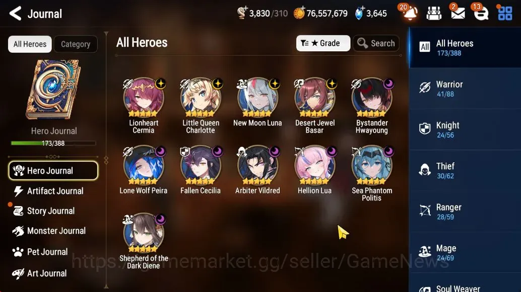 Epic Seven Accounts High-End GLOBAL Verif|NewEra|11 ML(Shepherd,NM Luna,AB Vildred,Etc)+Haru+Art,UP Politis,Fumyr,Etc|AUTO 1