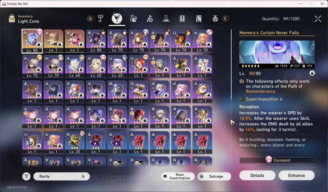 Honkai Star Rail Accounts ASIA | TL 65 | 6 Limit | 5 Golden Ticket  Cyrene E image 5
