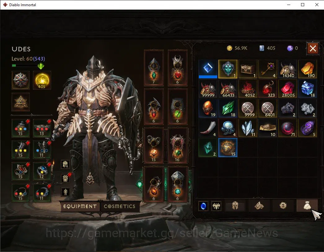 Diablo Immortal Accounts Starter SEA - Vasily|Lv60(543)|Crusader|33k CR|Reso 405|Paragon Maledictor|Inferno I|Hell Lv 7