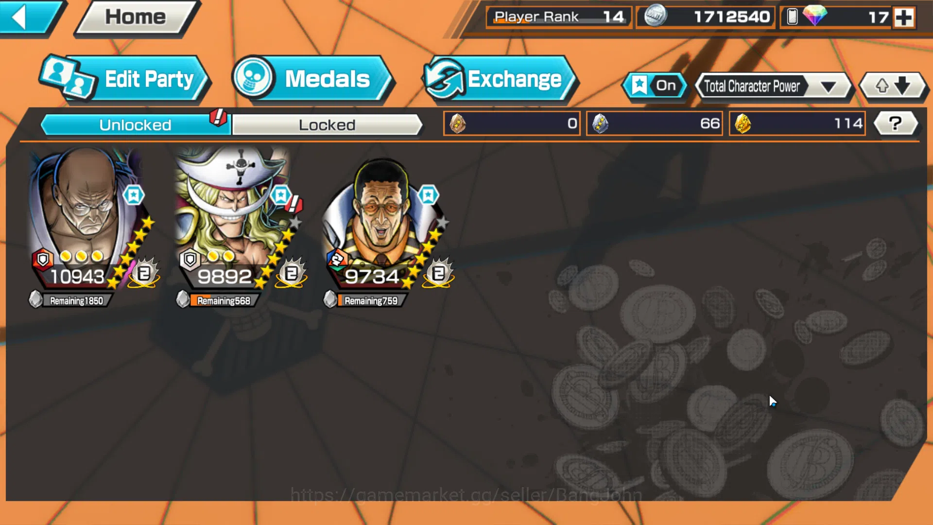 One Piece Bounty Rush Accounts Others GLOBAL|3 ex|5elders NUsjuro,Edward Newgate,Borsalino,etc|Take mail|check SS|OPBR185B 2