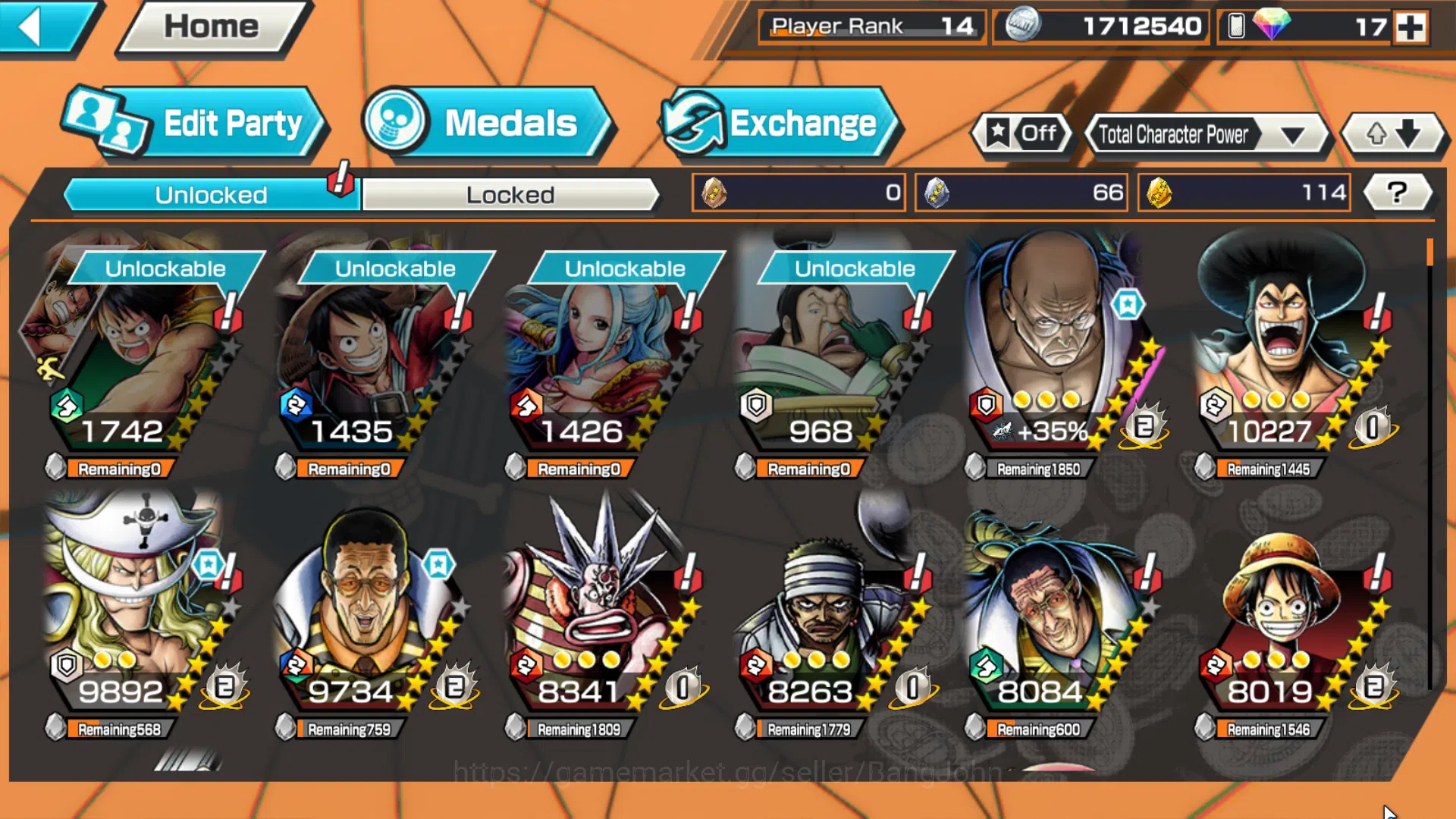 One Piece Bounty Rush Accounts Others GLOBAL|3 ex|5elders NUsjuro,Edward Newgate,Borsalino,etc|Take mail|check SS|OPBR185B 8