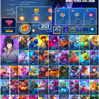 Mobile Legends: Bang Bang Accounts #4634 351 Skins | Dyrroth Orochi Chris (KOF) | Floryn Fluffy Dream (SANRIO) | Guinevere