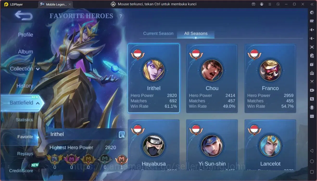 Mobile Legends: Bang Bang Accounts Global|Hero 132|Skin 360|Exalted|Legend Franco|ASP image 20
