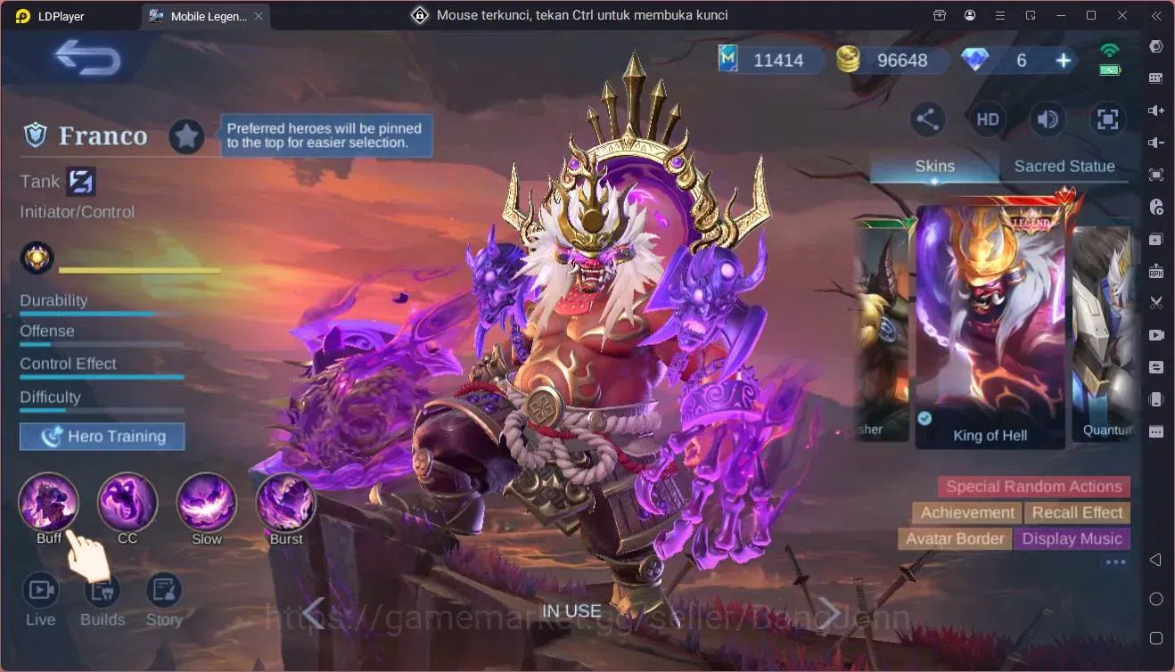 Mobile Legends: Bang Bang Accounts Global|Hero 132|Skin 360|Exalted|Legend Franco|ASP image 9
