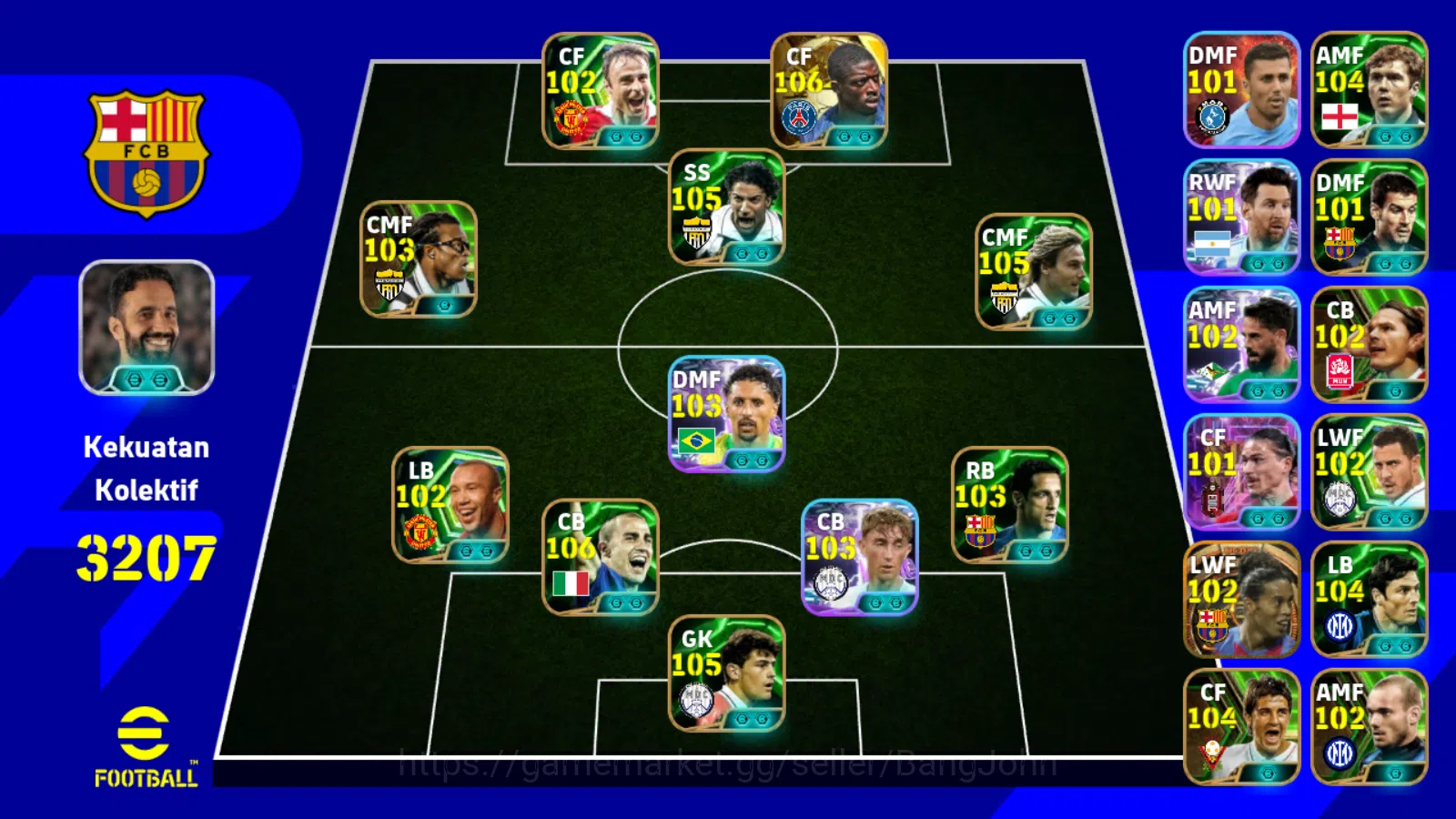 eFootball Accounts power 3207| dembele bigtime, delpiero epic, nedved image 1