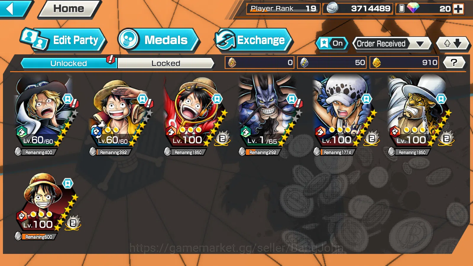 One Piece Bounty Rush Accounts GLOBAL|EX 4|1Max|WI Law,Bomo Kaido,BTKOTP Luffy,FE image 10