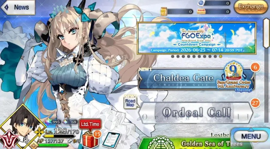 Fate-Grand Order Accounts NA lv 128|3 SSR Limit(Space Erashkigal NP5 + Oberon + Altria Archer) + 995 SQ + Many Resource 8