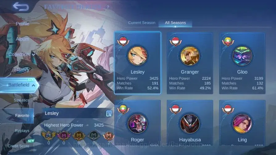 Mobile Legends: Bang Bang Accounts Global|Skin 213|Renowned|Aspirants Lesley|PRIME Gr image 15