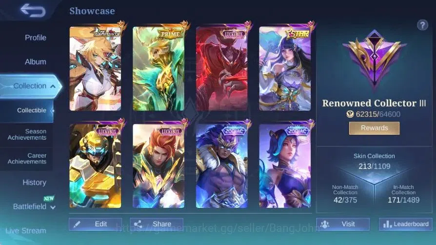 Mobile Legends: Bang Bang Accounts Global|Skin 213|Renowned|Aspirants Lesley|PRIME Gr image 17
