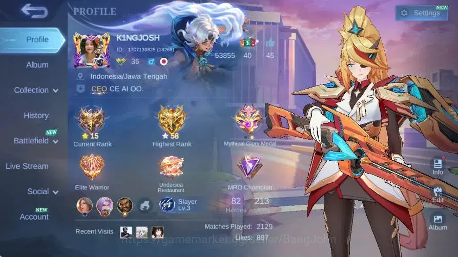Mobile Legends: Bang Bang Accounts Global|Skin 213|Renowned|Aspirants Lesley|PRIME Gr image 18