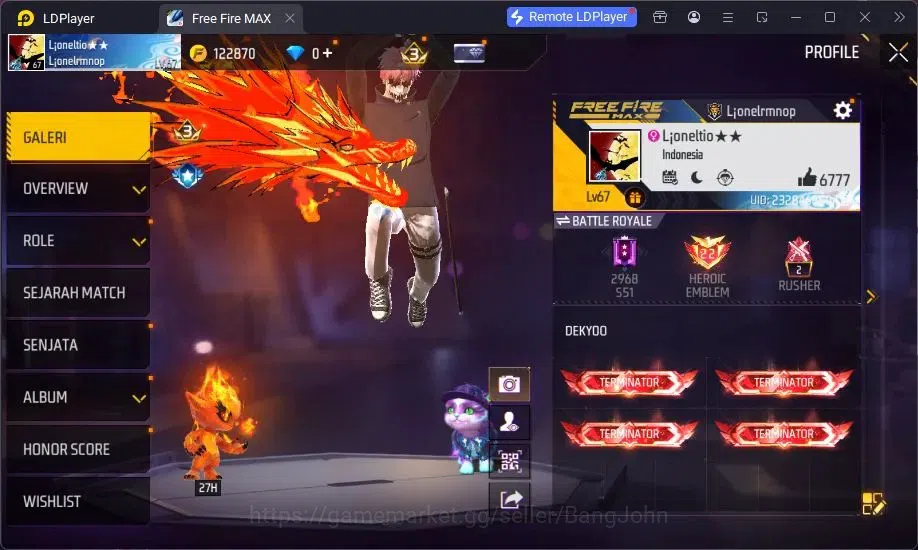 Free Fire Accounts Indonesia | M1887 Mamba Gnaw,UMP Booyah Day Lv5,Va image 2