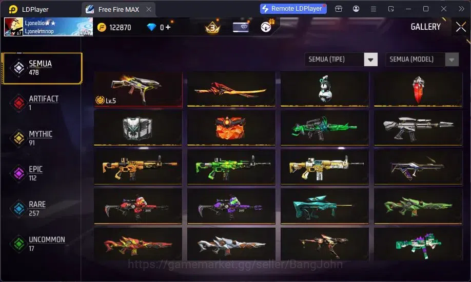 Free Fire Accounts Indonesia | M1887 Mamba Gnaw,UMP Booyah Day Lv5,Va image 3