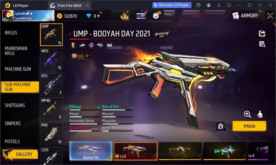 Free Fire Accounts Indonesia | M1887 Mamba Gnaw,UMP Booyah Day Lv5,Va image 4