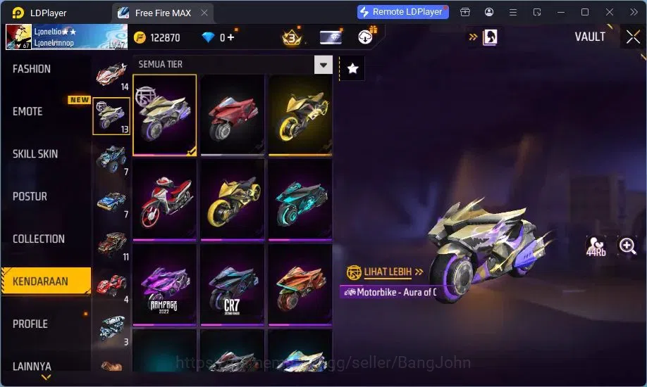 Free Fire Accounts Indonesia | M1887 Mamba Gnaw,UMP Booyah Day Lv5,Va image 7