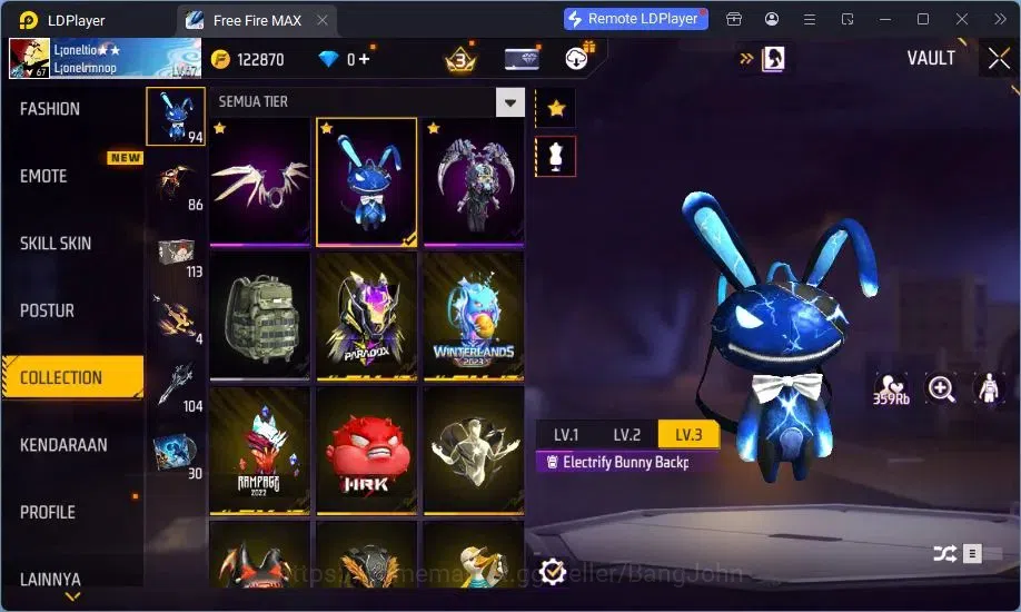 Free Fire Accounts Indonesia | M1887 Mamba Gnaw,UMP Booyah Day Lv5,Va image 9