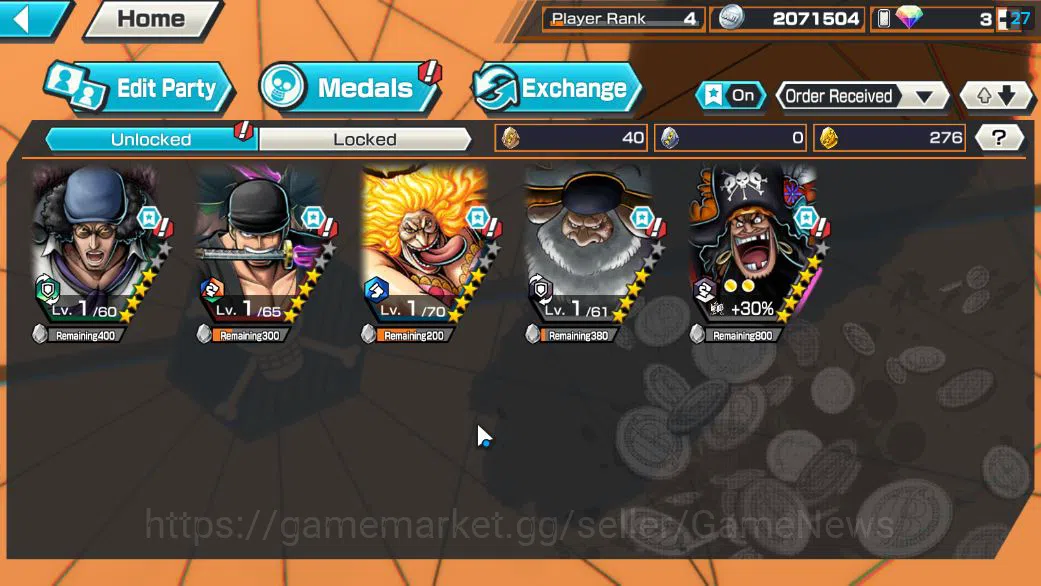 One Piece Bounty Rush Accounts Global|5 EX|BP Kuzan,Onigashima Zoro,HP Linlin,5El image 3