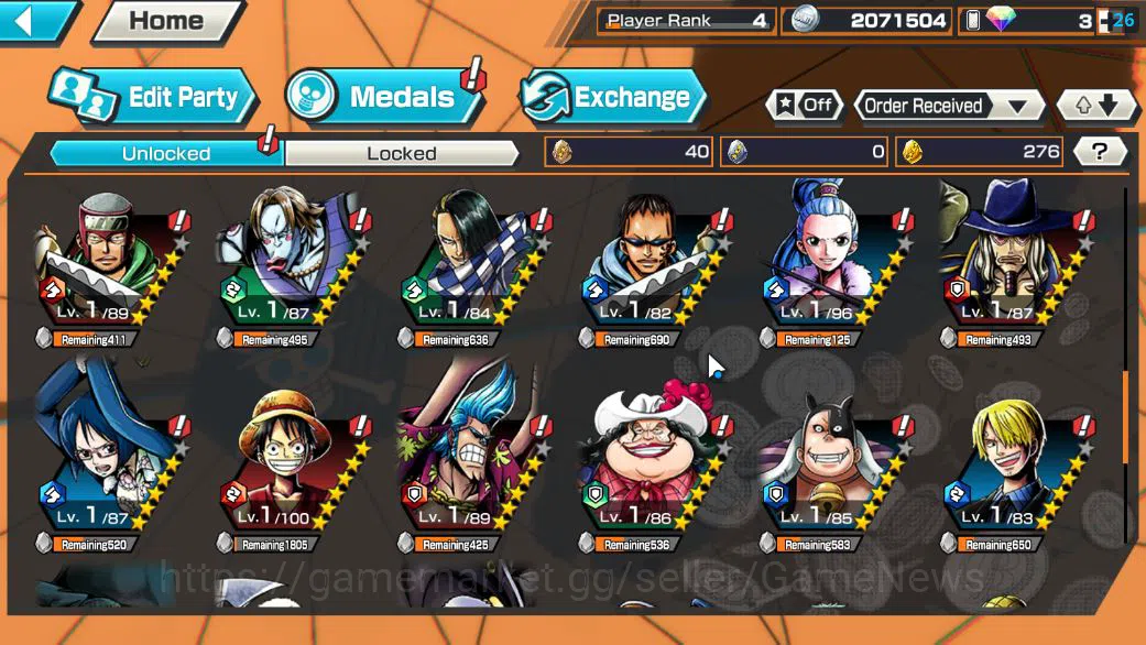 One Piece Bounty Rush Accounts Global|5 EX|BP Kuzan,Onigashima Zoro,HP Linlin,5El image 6
