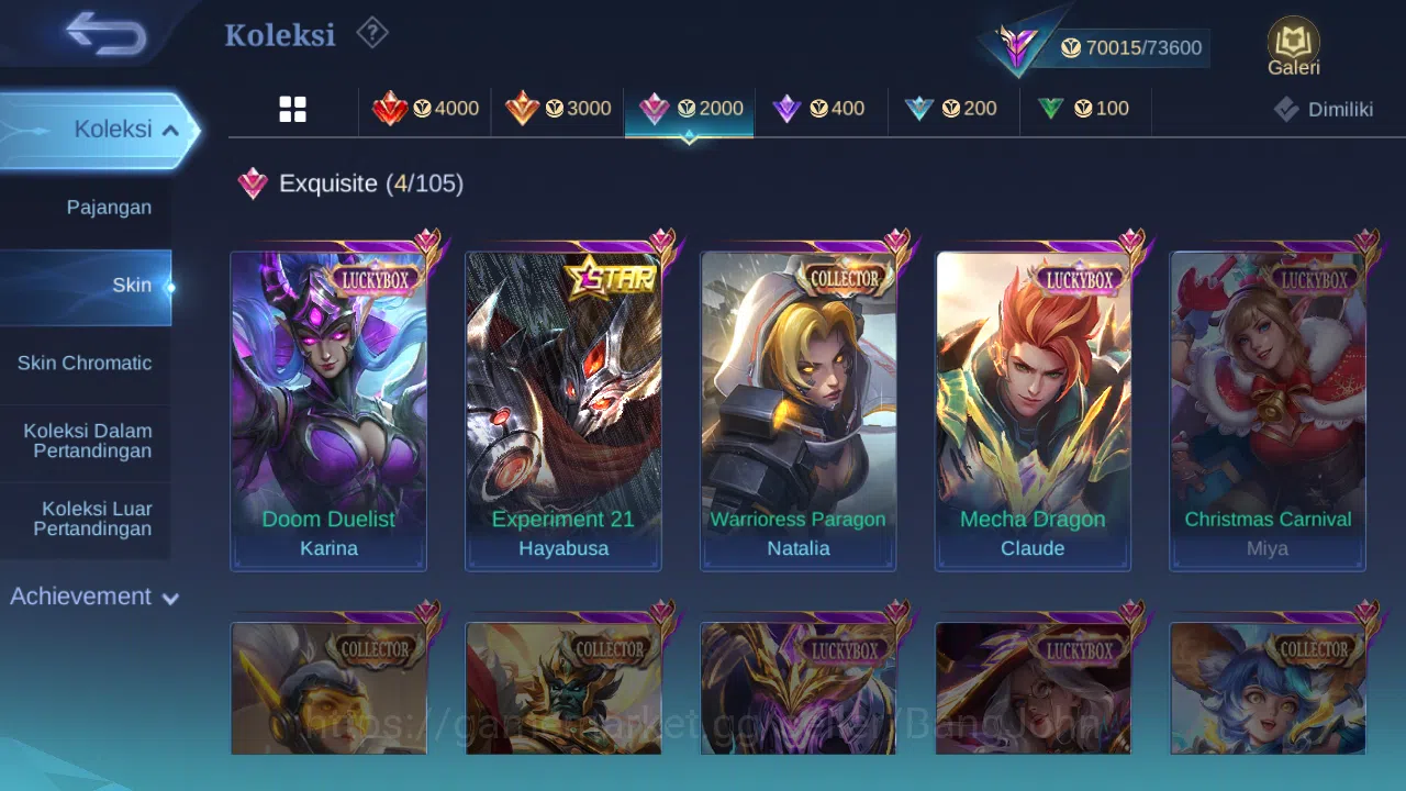 Mobile Legends: Bang Bang Accounts Hero 131 | skin 294 | kof karina | prime granger | image 10