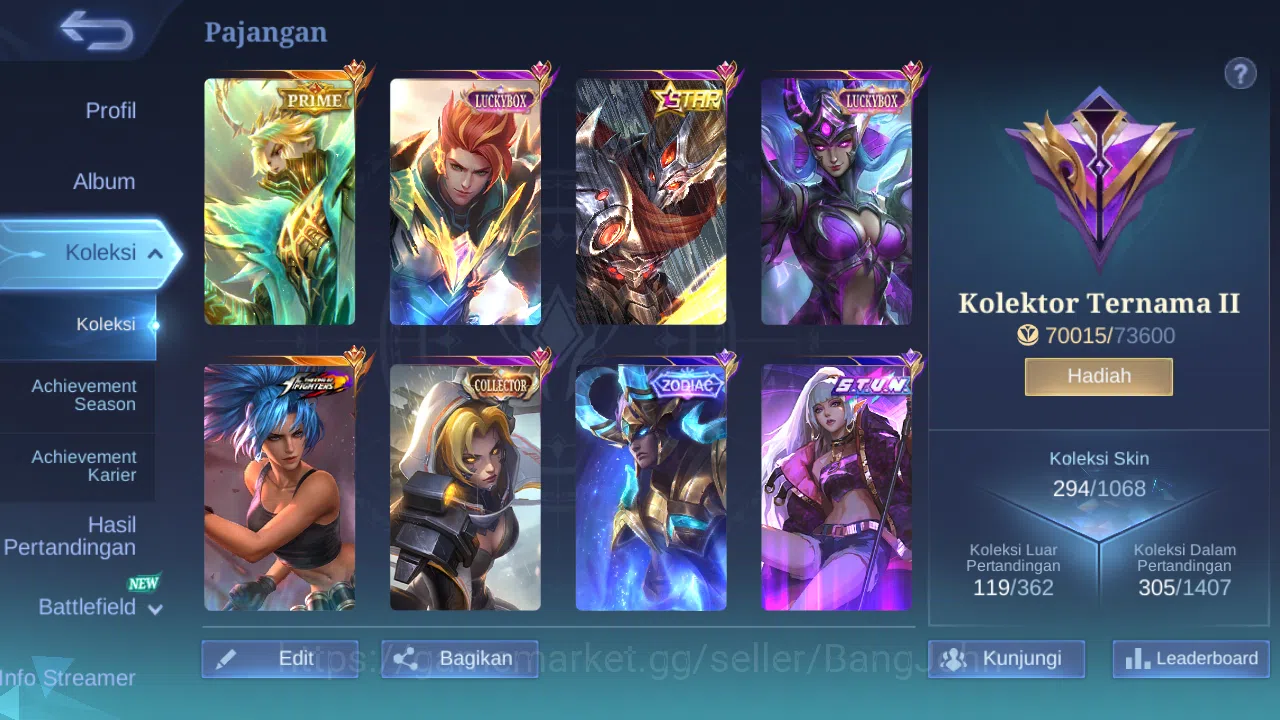 Mobile Legends: Bang Bang Accounts Hero 131 | skin 294 | kof karina | prime granger | image 2