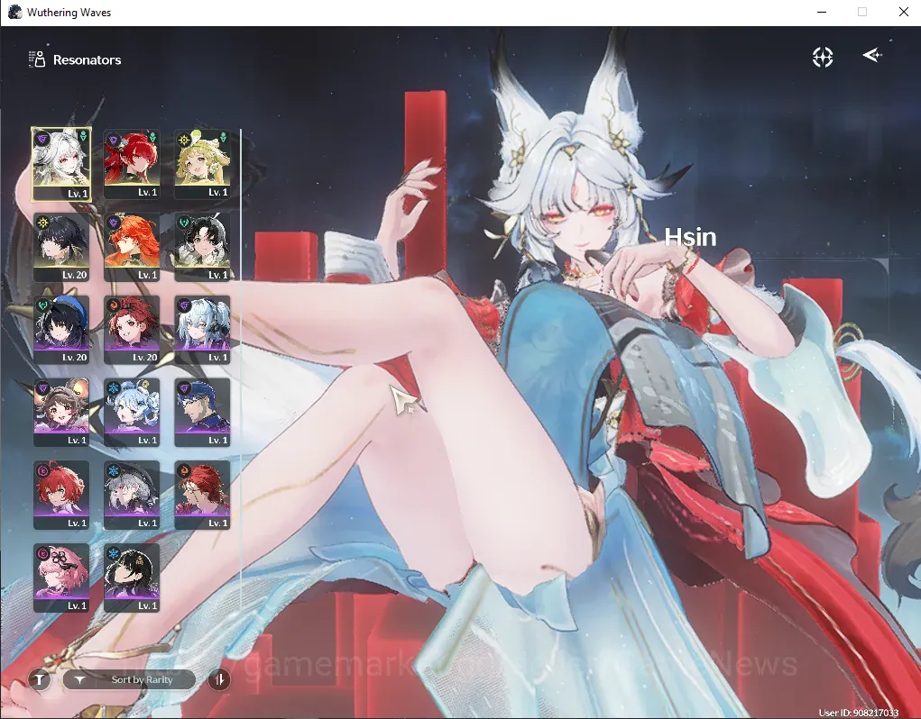 Wuthering Waves Accounts Starter SEA|UL 48|Hsin Unison Team|3 Limited (Hsin,Suoming)+Sign, Augusta & 2 Standard|12k 1