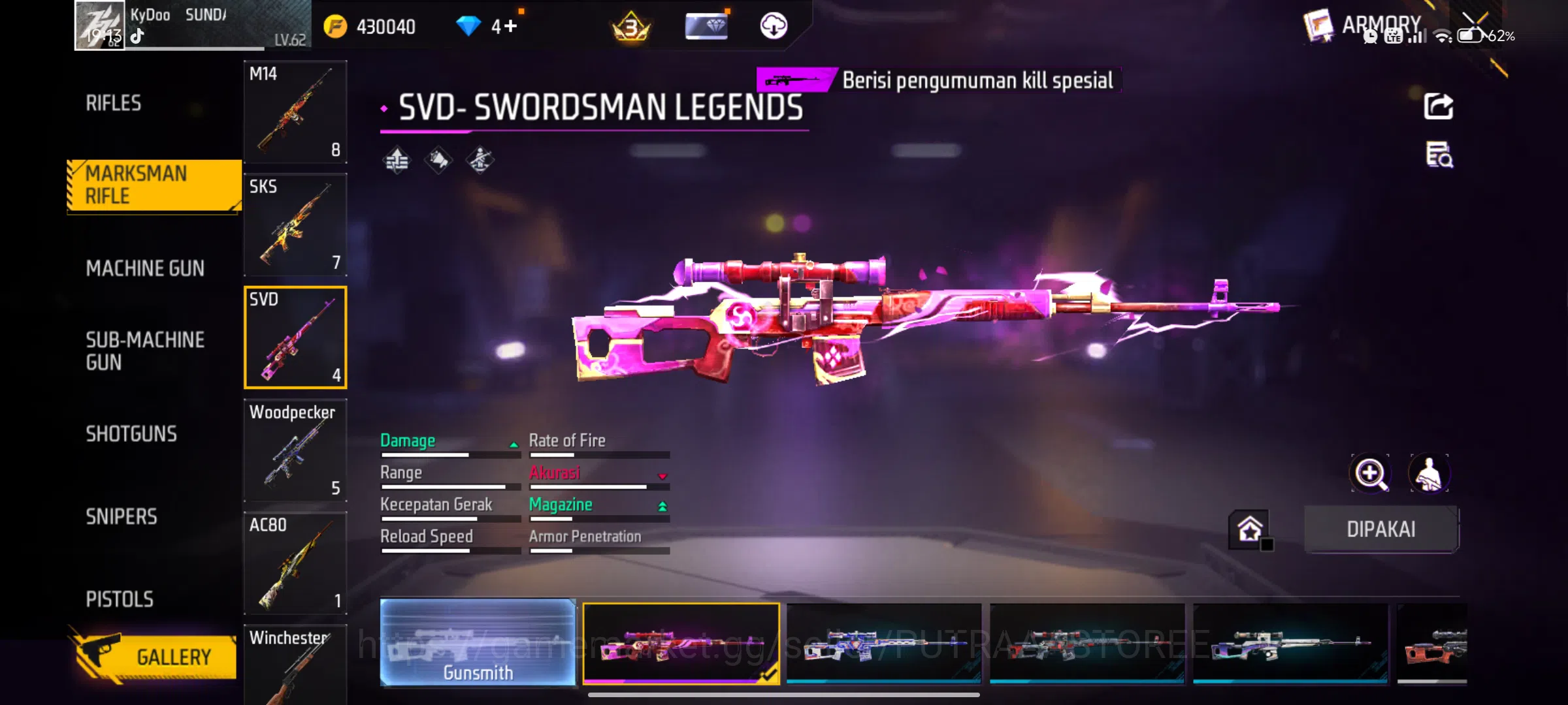 Free Fire Accounts Indonesia | M1887 mamba | scar cupid | katana spir image 18