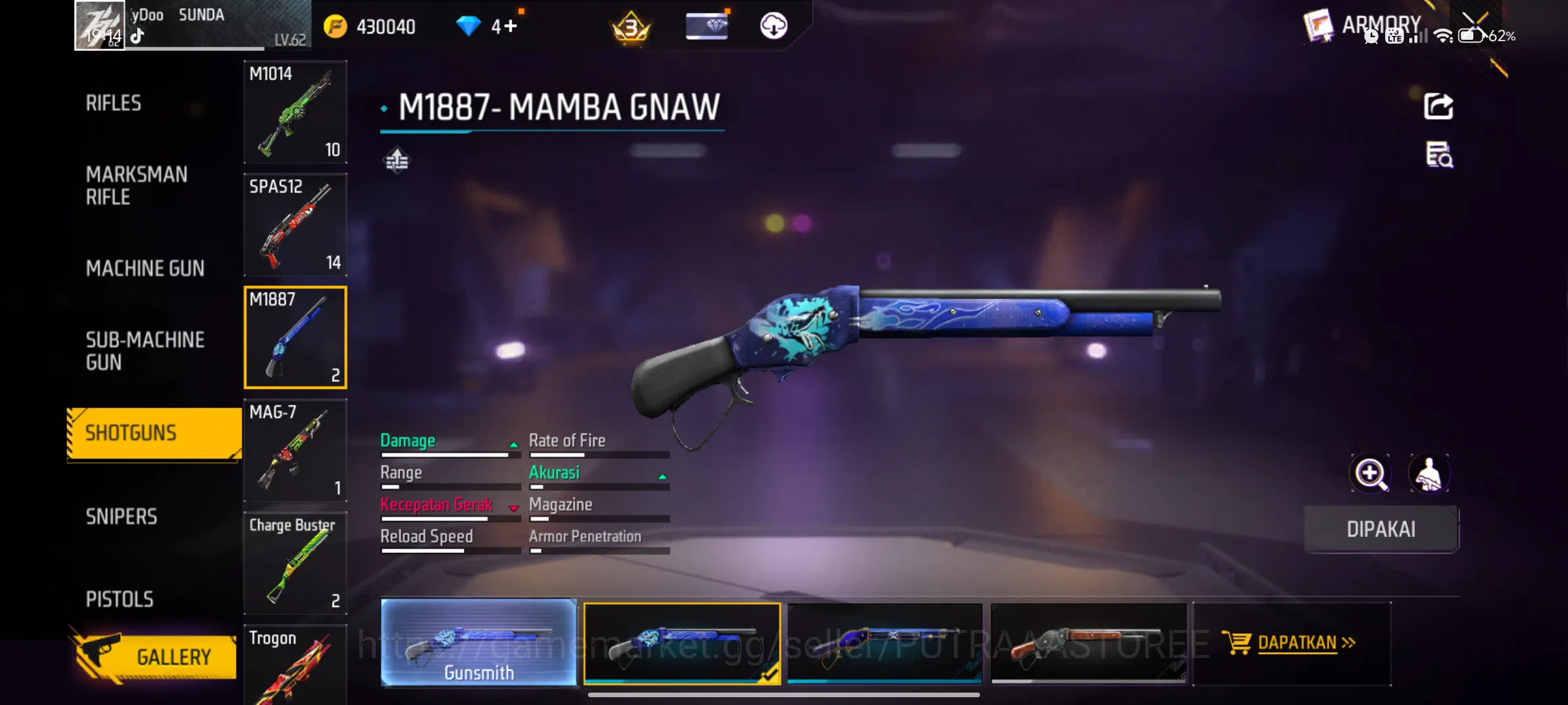 Free Fire Accounts Indonesia | M1887 mamba | scar cupid | katana spir image 20