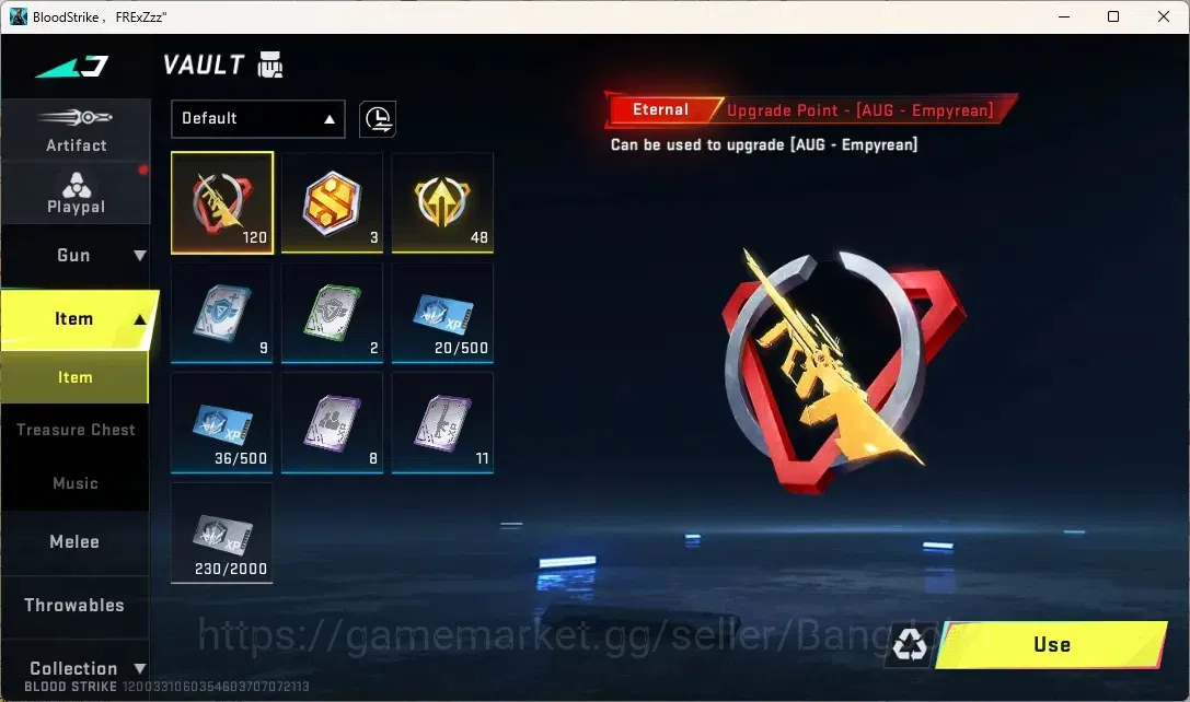Blood Strike Accounts Others ASIA | 1 ETERNAL GUN: AUG-Empyrean|1 Ultra Gun|1 Limited Gun|120 Eternal Upgrade Point|5 Ultra 6