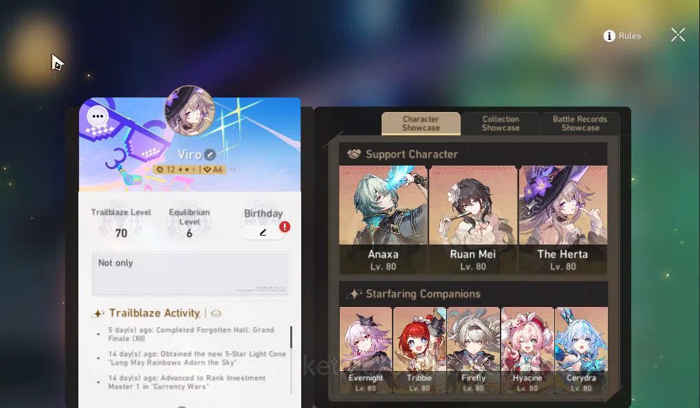 Honkai Star Rail Accounts Asia|TL 70|13 Limited|[Evernight,Hyacine,Firefly,A image 12