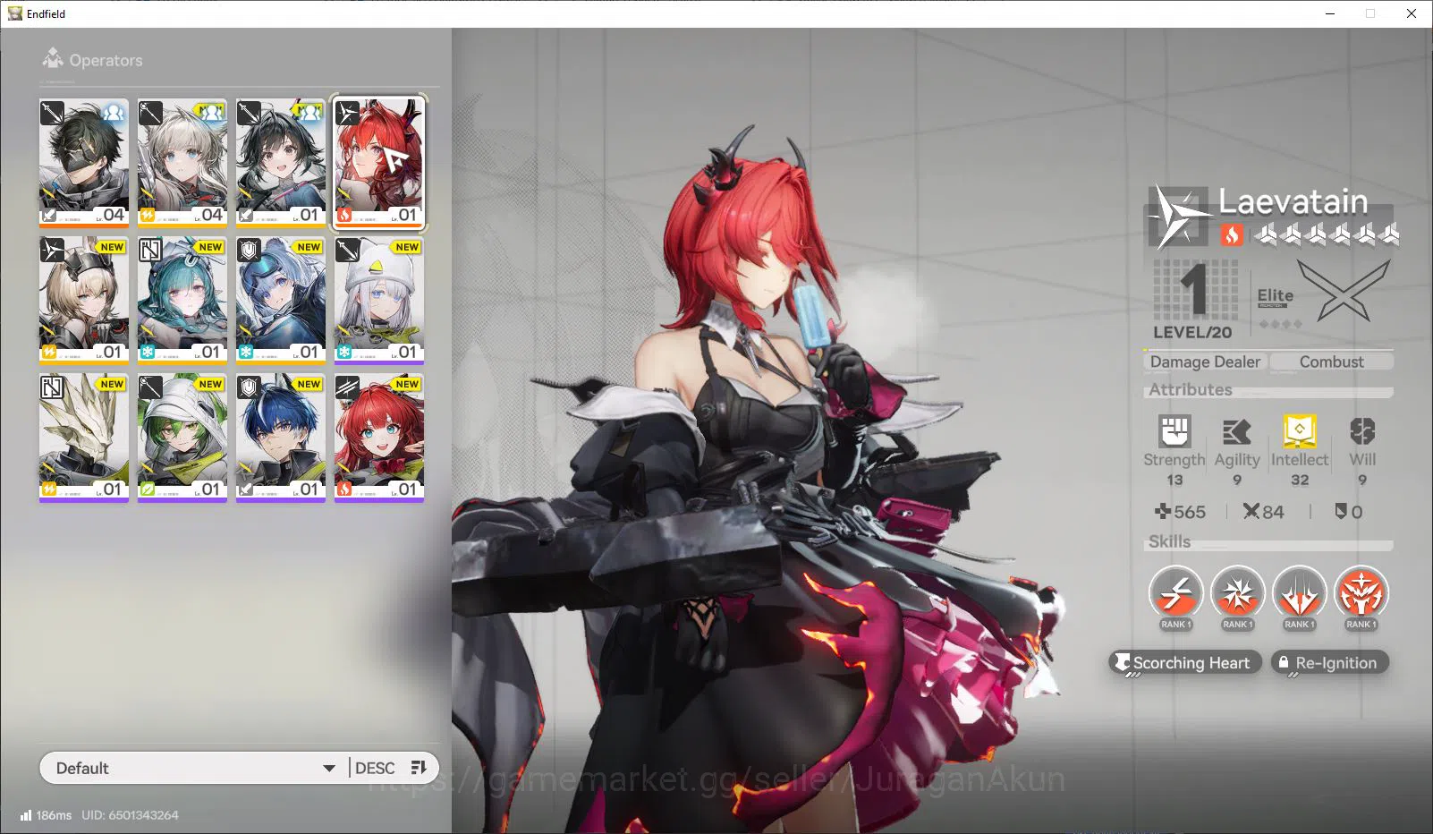 NA/EU LVL 2 |Fresh Starter Laevatain 5 SR Character + 1 Weapon B6|Male MC|Log Gryplink|Take Mail|Check SS(END1020) Arknights: Endfield Accounts NA/EU LVL 2 |Fresh Starter Laevatain 5 SR Characte image 1