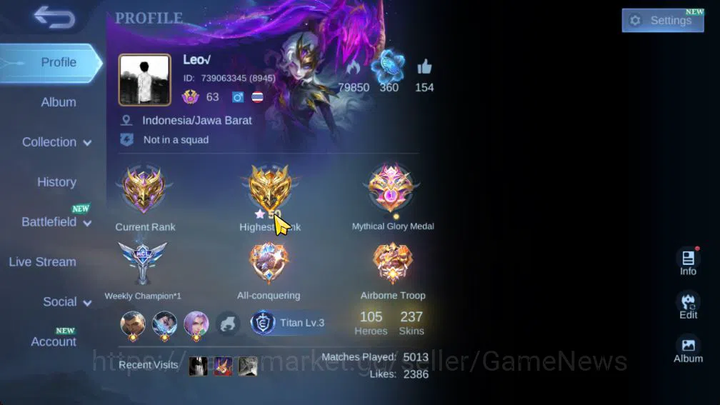 Mobile Legends: Bang Bang Accounts Hero 105|Skin 237|Granger Prime,Star Haya,LBox Zio image 2