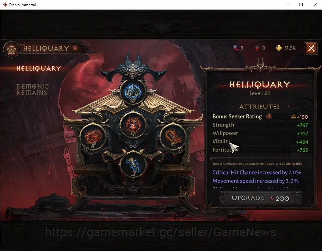Diablo Immortal Accounts SEA - izual|CS ON|Lv60(921)|Demon Hunter|CR 44k|Re image 13