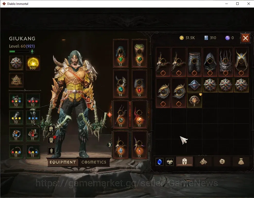 Diablo Immortal Accounts SEA - izual|CS ON|Lv60(921)|Demon Hunter|CR 44k|Re image 6