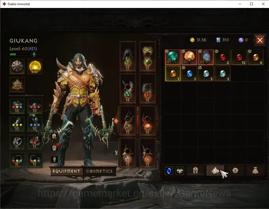 Diablo Immortal Accounts SEA - izual|CS ON|Lv60(921)|Demon Hunter|CR 44k|Re image 7