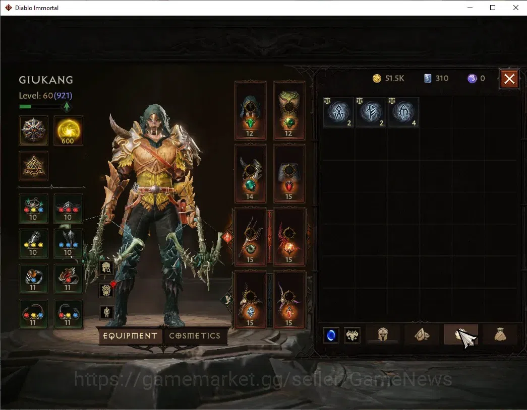 Diablo Immortal Accounts SEA - izual|CS ON|Lv60(921)|Demon Hunter|CR 44k|Re image 8