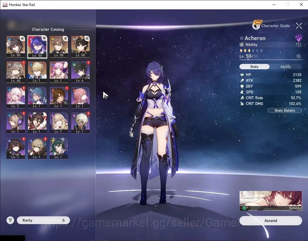 Honkai Star Rail Accounts Others Asia|TL 37|4 Limited|Rate On|Acheron,Ruan Mei,Danheng PT,Welt,Fu Xuan,Gepard Etc|Female 4