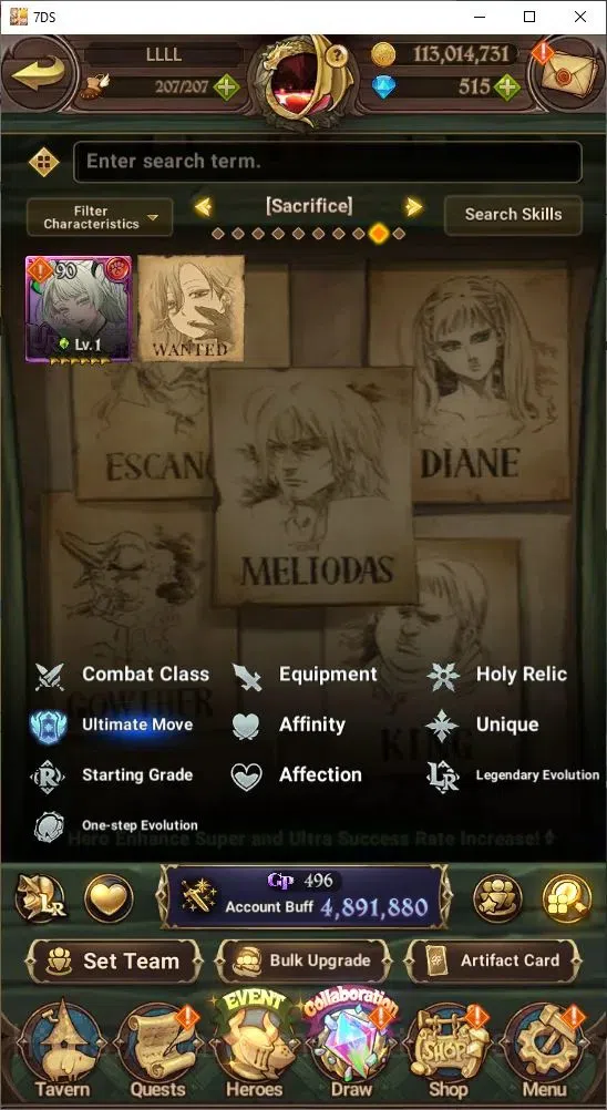 The Seven Deadly Sins: Grand Cross Accounts Others Global|4,891,880 Power | 515 Diamonds | Collab: Emilia, Rem, Ram 14