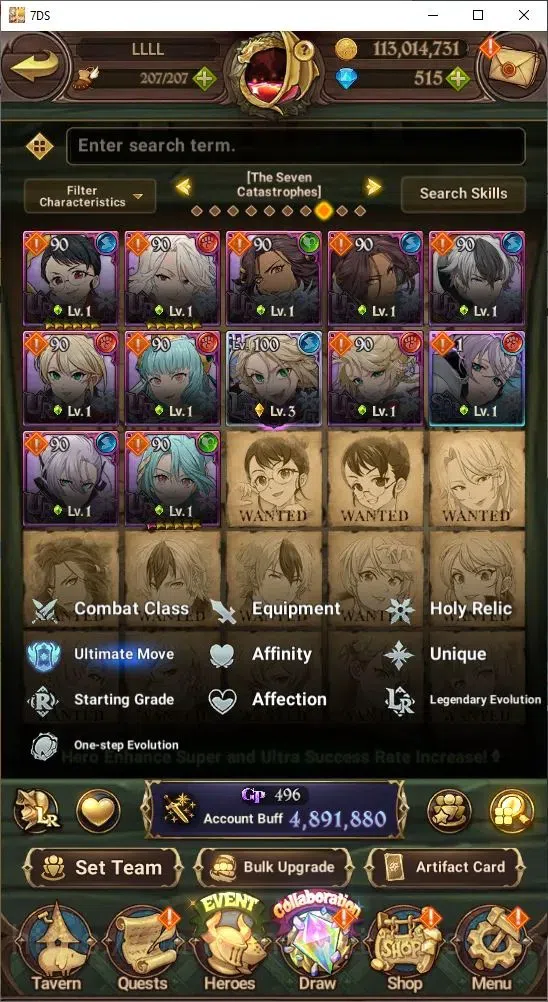 The Seven Deadly Sins: Grand Cross Accounts Others Global|4,891,880 Power | 515 Diamonds | Collab: Emilia, Rem, Ram 15